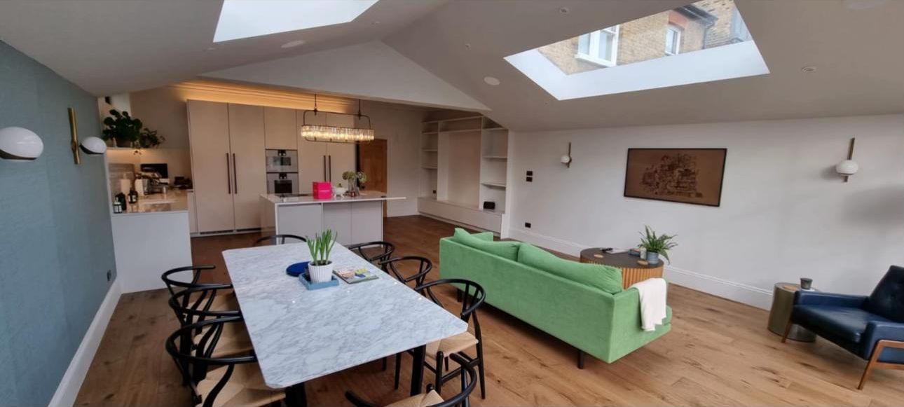 Dining area under rooflights